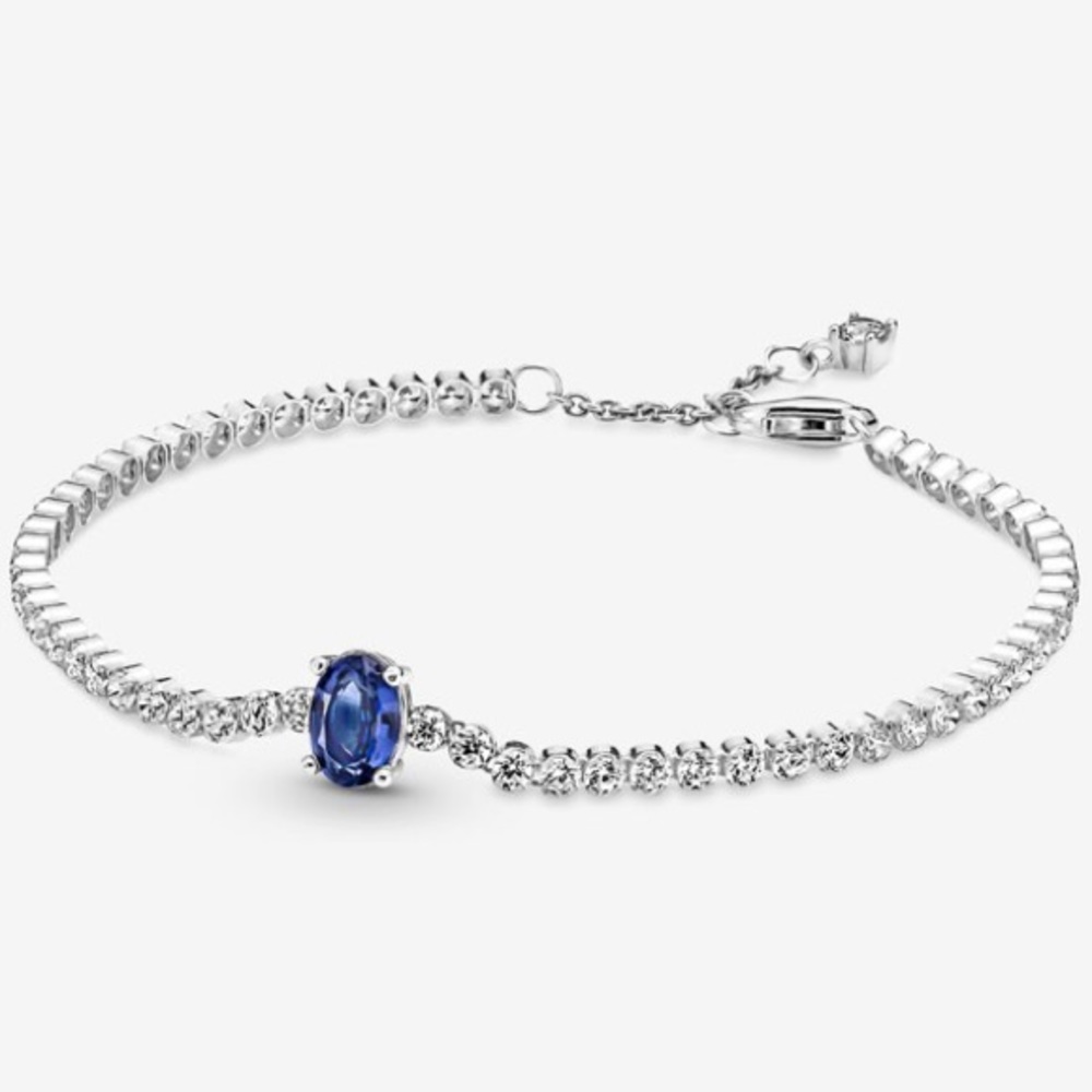 Speaking pavé tennis bracelet.